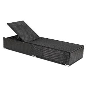 SEZLONG PLAJA, ARTIM MEBLE, REALIZAT DIN TEHNORATAN SI TEXTIL, CULOARE NEGRU/MARO, STIL MODERN - Img 2