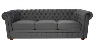 SOFA CHESTERFIELD 220CM DIN STOFA GRI INCHIS DE LUX DESIGN DEOSEBIT