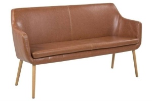 SOFA CONFORTABILA, NORA, MARO/NATURAL, CU TAPITERIE DIN PIELE ECO SI LEMN, STIL SCANDINAV B2