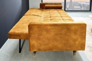 SOFA EXTENSIBILA, COUTURE 195CM, MICROFIBRA GALBEN PAL, COD 42490, MODEL DEOSEBIT - Img 3