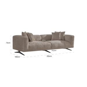 SOFA HOXTON CU 3 LOCURI BE LOVELY 170 BEIGE, S5170, CONFECTIONATA DIN LEMN DE PIN, METAL, SPUMA SI 100% POLIESTER, RICHMOND INTERIOR - Img 3