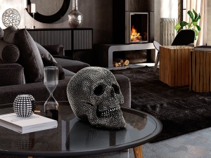 STATUETA DECORATIVA CALAVERA 824729, MICA, NEAGRA, DIN POLIRESINA, STIL MODERN, SCHULLER - Img 2