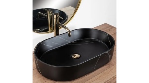 STOC 1 BUC!!! LAVOAR REA NADIA, STONE, 61 CM, NEGRU MAT, DIN CERAMICA, CALITATE SUPERIOARA