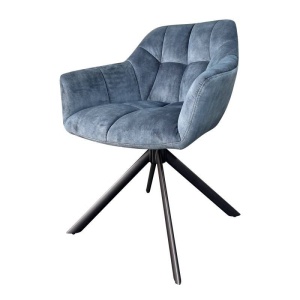 STOC 1 SCAUN DINING ROTATIV, PAPILON, CATIFEA ALBASTRU INCHIS, COD 43198, STIL RETRO - Img 2