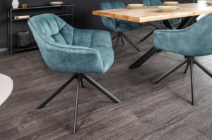STOC 1 SCAUN DINING ROTATIV, PAPILON, CATIFEA ALBASTRU INCHIS, COD 43198, STIL RETRO - Img 6