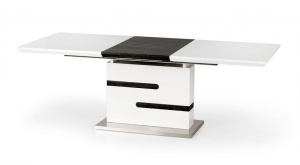 STOC!!! MASA DINING EXTENSIBILA MONACO, ALB/GRI ANTRACIT/CROM, 160/220 CM, BLAT DIN MDF SI PICIOR DIN METAL, STIL MODERN, HALMAR - Img 3