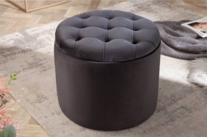 TABURET CU SPATIU DEPOZITARE, BAROCK NEGRU, COD 40734, DIN CATIFEA - Img 2