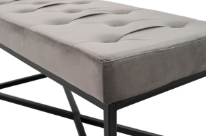 TABURET/MASUTA DE CAFEA CROSSOVER 90X40 GRI, CONFECTIONAT DIN CATIFEA SI OTEL, STIL MODERN - Img 4