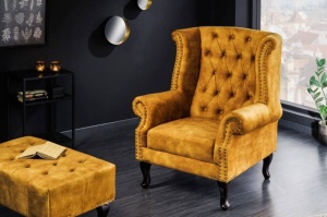 TABURET PENTRU FOTOLIU, CHESTERFIELD GALBEN MUSTAR, COD 41445, CATIFEA - Img 3