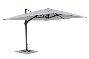 UMBRELA DE TERASA/GRADINA INES, GRI DESCHIS, CONFECTIONATA DIN ALUMINIU SI POLIESTER