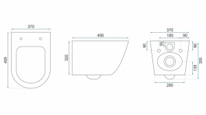 VAS DE TOALETA SUSPENDAT REA CARLOS SLIM RIMLESS, AIAX SHINY, DIN CERAMICA, CALITATE SUPERIOARA - Img 5