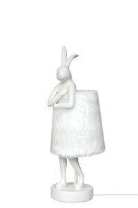 VEIOZA RABBIT FUR 50 CM ALB/ARGINTIU, CONFECTIONATA DIN TEXTIL SINTETIC, RASINA SI METAL, STIL MODERN