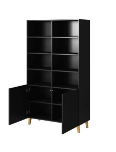 BIBLIOTECA LIVING, CAMA-PAFOS-REGAL-CZ/CZ 176CM, NEGRU MAT, PLACI LAMINATE SI MDF, DESIGN MODERN - Img 5