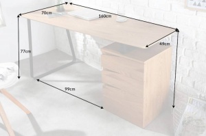 BIROU 160CM CU SERTARE, STUDIO, DIN METAL SI MDF, STIL INDUSTRIAL - Img 7