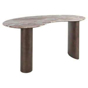 BIROU BRANDO BLUSH 214331, CONFECTIONAT DIN MARMURA, MDF SI OTEL INOXIDABIL CULOAREA BRONZ/ASPECT DE MARMURA, STIL MODERN