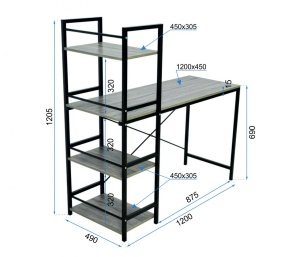 BIROU MODERN, ACCENT-16 DIN METAL SI MDF,DESIGN INDUSTRIAL - Img 5