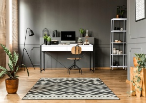 BIROU MODERN, ACCENT DIN METAL SI MDF CU SERTARE ,DESIGN SCANDINAV TUI