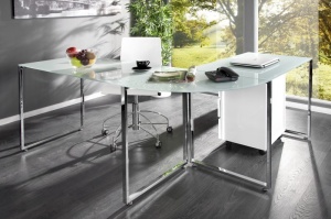 BIROU PE COLT, BIG DEAL, COD 38382, ALB DIN STICLA SECURIZATA DESIGN MODERN