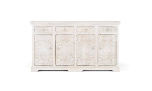 BUFET 180CM, ALB ANTICHIZAT, LEMN MASIV DE MANGO, REALIZAT MANUAL, GINER Y COLOMER - Img 1