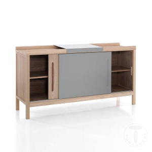 BUFET 2 USI 150CM, KORA, COD 3479, STIL MODERN, REALIZATA DIN LEMN MASIV SI MDF - Img 2