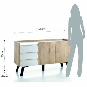 BUFET/COMODA 128CM, BERLIN, COD 3954, STIL MODERN, REALIZATA DIN PANOURI ECO DIN LEMN SI MDF - Img 4