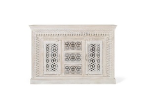 BUFET LIVING 150CM, COD 1513, DIN LEMN DE MANGO, ALB ANTICHIZAT, ARTIM GROUP SELECTION