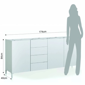 BUFET LIVING 174CM, EDDY, COD 4934, STIL MODERN, REALIZATA PANOURI LAMINATE, EFECT MARMURA - Img 6
