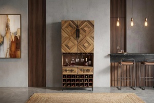 BUFET LIVING DEOSEBIT, BODEGA 160CM, REALIZAT DIN LEMN DE PIN SI METAL, CULOARE NATUR, ARTIM GROUP
