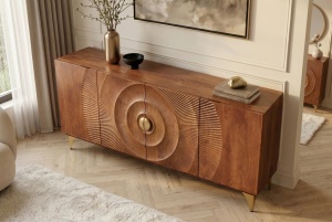 BUFET LIVING GOLDEN SUNSET 180CM, REALIZAT DIN LEMN DE MANGO, DE CULOARE MARO, MODEL 3D, ARTIM GROUP