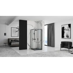 CABINA DE DUS PUNTO 80X80, NEAGRA, CU CADITA SAVOY NEAGRA, CALITATE SUPERIOARA - Img 5