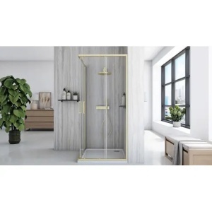 CABINA DE DUS REA CITY 80X80, GOLD BRUSH, CU CADITA SAVOY NEAGRA, CALITATE SUPERIOARA - Img 4