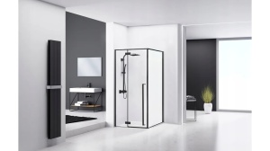 CABINA DE DUS REA FARGO, 80x100CM, NEGRU MAT, DIN STICLA, FARA CADITA, CALITATE SUPERIOARA - Img 4