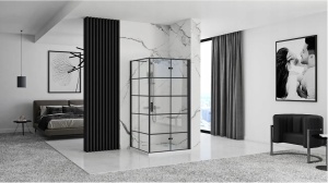 CABINA DE DUS REA MOLIER, PLIABILA, 110x90CM, NEGRU, DIN STICLA, CALITATE SUPERIOARA - Img 4