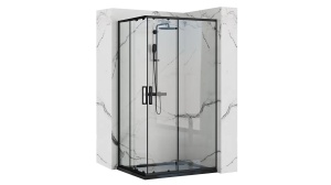 CABINA DE DUS REA PUNTO, CULISANTA, 80x100CM, NEGRU, DIN STICLA, CALITATE SUPERIOARA