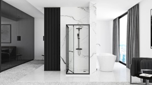 CABINA DE DUS REA SPACE IN, CULISANTA, 90x90CM, NEGRU, DIN STICLA, FARA CADITA, CALITATE SUPERIOARA - Img 2