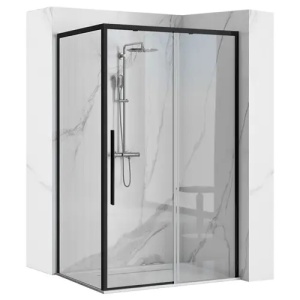 CABINA DE DUS SOLAR 100X80, NEGRU MAT, CU CADITA SAVOY ALBA, CALITATE SUPERIOARA