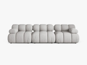 CANAPEA BELLIS, CU 3 LOCURI, GRI DESCHIS, CU TAPITERIE DIN TEXTIL STRUCTURAT LIBERTY, MICADONI