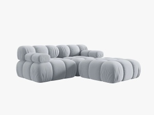 CANAPEA/COLTAR MODULAR BELLIS, 3 LOCURI, 188 CM, ALBASTRU DESCHIS 80, TAPITERIE DIN CATIFEA, DESIGN DEOSEBIT - Img 3