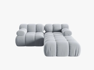 CANAPEA/COLTAR MODULAR BELLIS, 3 LOCURI, 188 CM, ALBASTRU DESCHIS 80, TAPITERIE DIN CATIFEA, DESIGN DEOSEBIT - Img 5