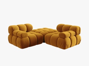 CANAPEA/COLTAR MODULAR BELLIS, 3 LOCURI, 188 CM, GALBEN 41, TAPITERIE DIN CATIFEA, DESIGN DEOSEBIT - Img 2