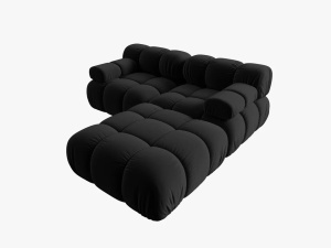 CANAPEA/COLTAR MODULAR BELLIS, 3 LOCURI, 188 CM, NEGRU 100, TAPITERIE DIN CATIFEA, DESIGN DEOSEBIT - Img 4