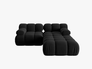 CANAPEA/COLTAR MODULAR BELLIS, 3 LOCURI, 188 CM, NEGRU 100, TAPITERIE DIN CATIFEA, DESIGN DEOSEBIT - Img 6