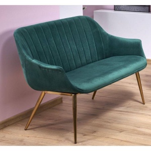 CANAPEA CONFORTABILA ELEGANCE 2 XL, VERDE/AURIU, TAPITERIE DIN CATIFEA SI PICIOARE DIN METAL, STIL MODERN - Img 8