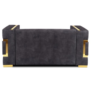 CANAPEA DEOSEBITA 2 LOCURI, ARTIM MEBLE, MATERIAL TEXTIL( CATIFEA) SI SUPORT METALIC, CULOARE NEGRU/AURIU, STIL MODERN - Img 3