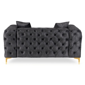 CANAPEA DEOSEBITA 2 LOCURI, ARTIM MEBLE, MATERIAL TEXTIL( CATIFEA) SI SUPORT METALIC, CULOARE NEAGRA/AURIU, STIL MODERN - Img 5