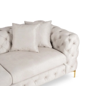 CANAPEA DEOSEBITA 2 LOCURI, ARTIM MEBLE, MATERIAL TEXTIL( CATIFEA) SI SUPORT METALIC, CULOARE CREM/AURIU, STIL MODERN - Img 6