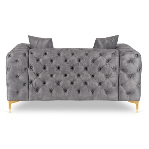 CANAPEA DEOSEBITA 2 LOCURI, ARTIM MEBLE, MATERIAL TEXTIL( CATIFEA) SI SUPORT METALIC, CULOARE GRI/AURIU, STIL MODERN - Img 5