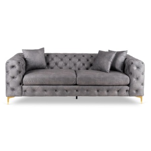 CANAPEA DEOSEBITA 3 LOCURI, ARTIM MEBLE, MATERIAL TEXTIL( CATIFEA) SI SUPORT METALIC, CULOARE GRI/AURIU, STIL MODERN