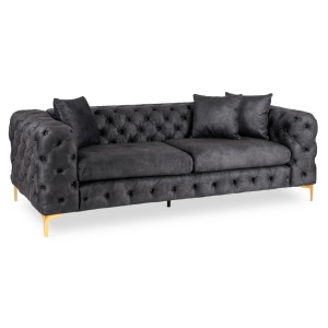 CANAPEA DEOSEBITA 3 LOCURI, ARTIM MEBLE, MATERIAL TEXTIL( CATIFEA) SI SUPORT METALIC, CULOARE NEAGRA/AURIU, STIL MODERN - Img 9