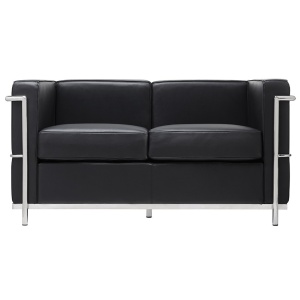 CANAPEA DUBLA NEAGRA DIN PIELE NATURALA SOFT LC2 STIL MODERN B2